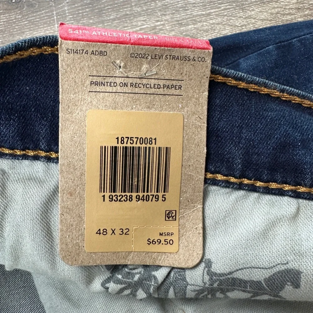 NEW Levis 541 Athletic Taper Jeans Mens 48x32 Dark Wash Stretch Big and Tall